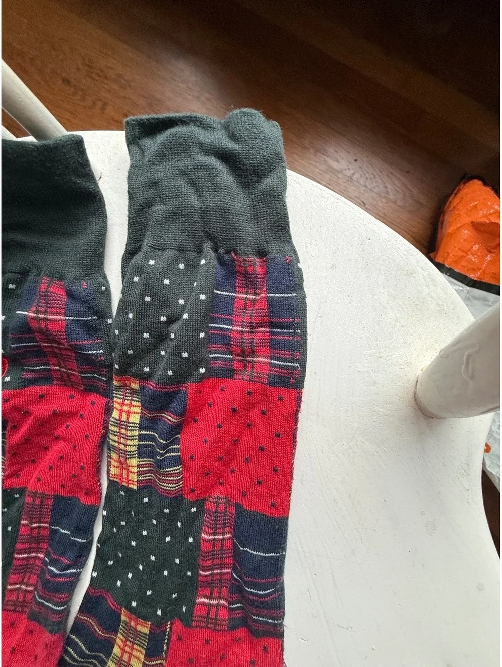 Ralph Lauren  Patchwork Pattern Socks with Red and Green Accents